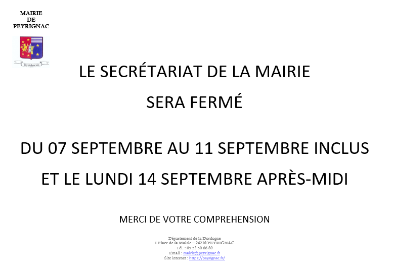 FERMETURE MAIRIE SEPTEMBRE 3